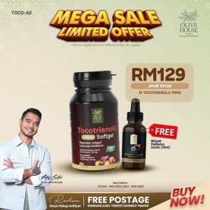 1X Tocotrienols Softgel (60cpsl) + FREE Minyak Habbatussauda (50ml)
